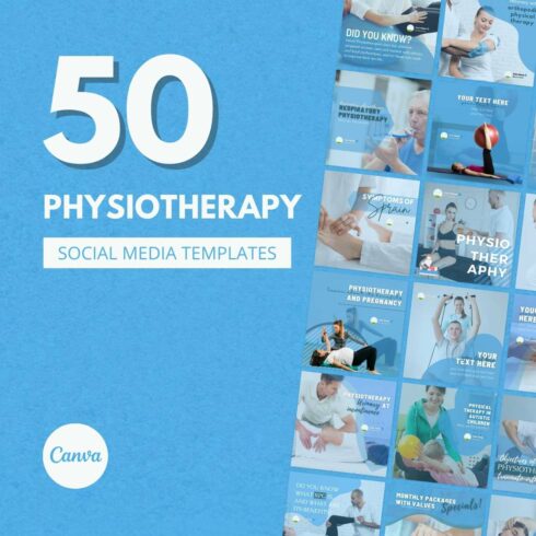 50 Premium Physiotherapy Canva Templates For Social Media cover image.