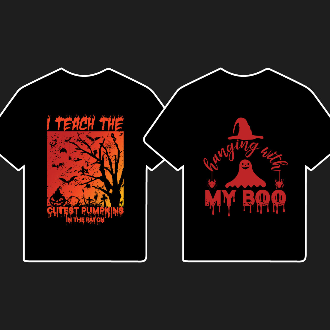 Halloween t shirt design bundle preview image.