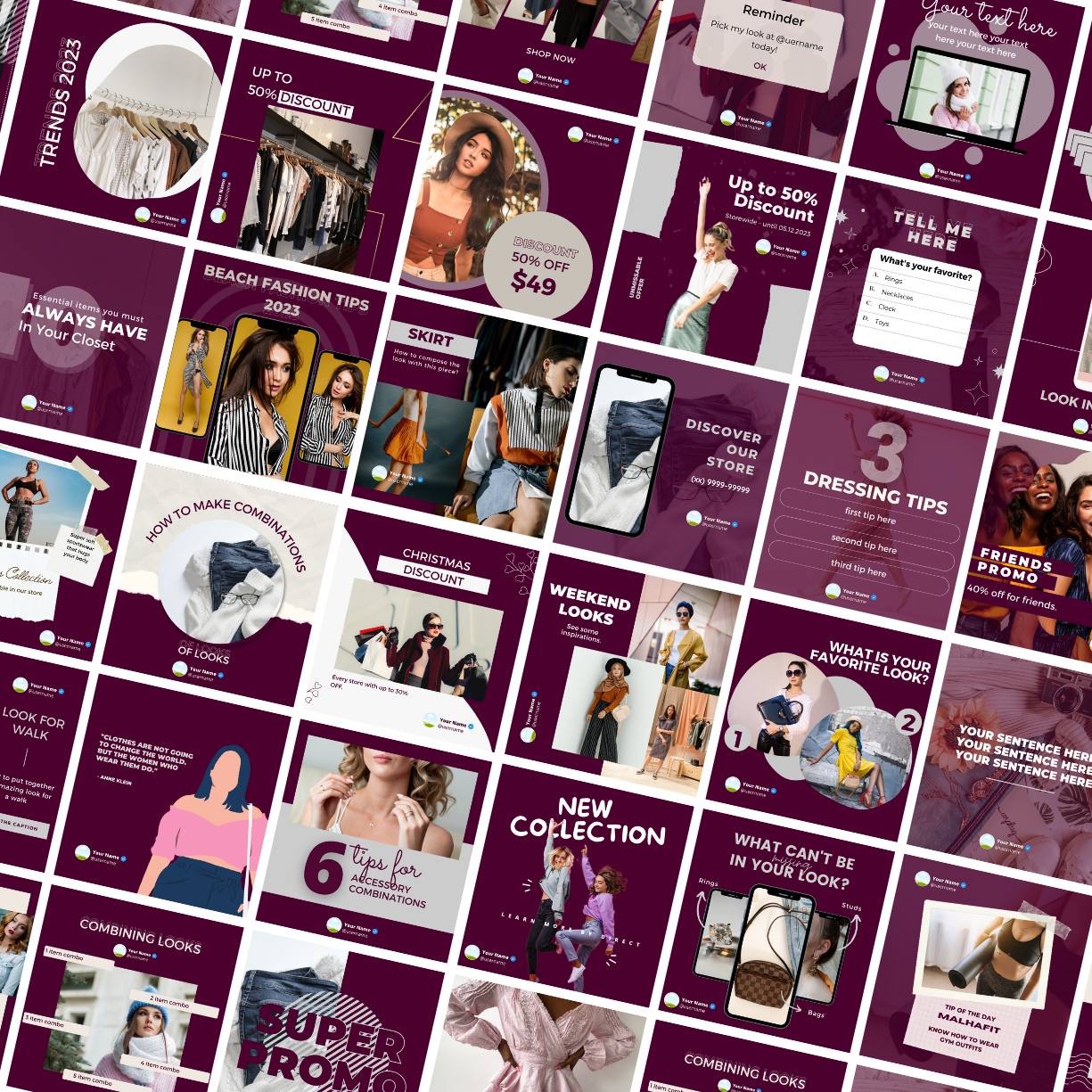 60 Premium Clothing Canva Templates For Social Media preview image.