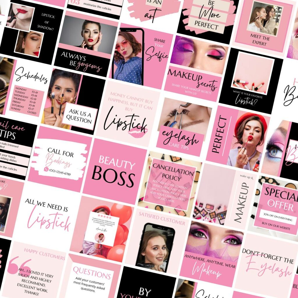 50 Premium Makeup Artist Canva Templates For Social Media - MasterBundles