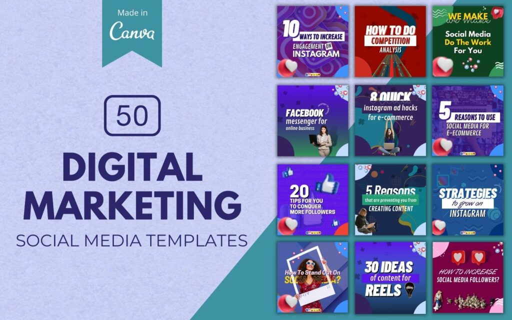 50 Digital Marketing Canva Templates For Social Media - MasterBundles