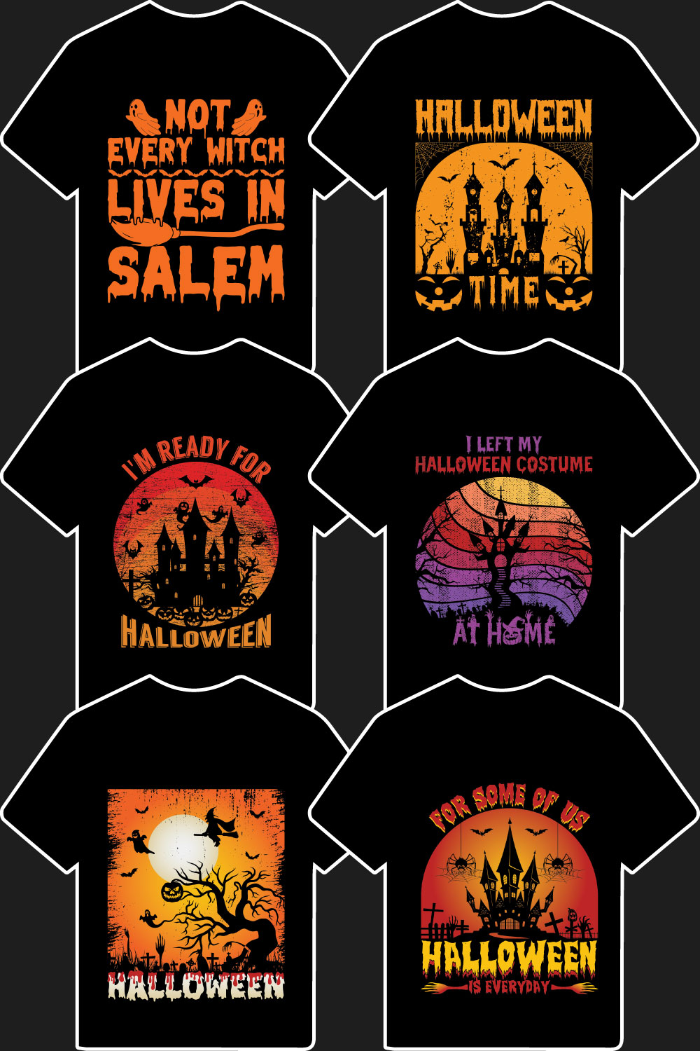 Halloween designs bundle for t shirt, mug, bag, stickers pinterest preview image.