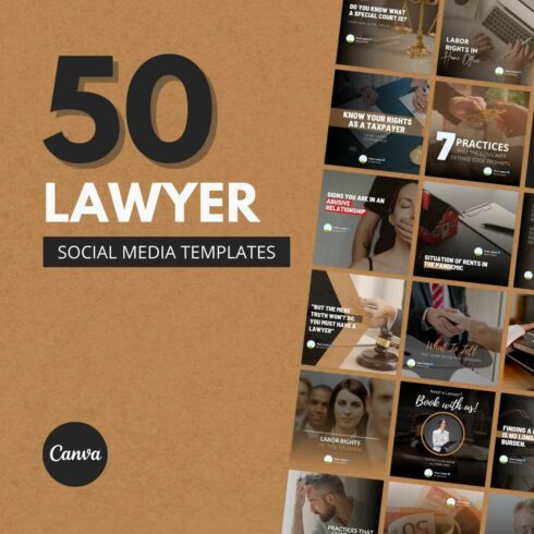 50 Premium Lawyer Canva Templates For Social Media cover image.