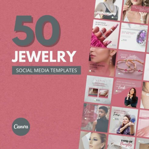 50 Premium Jewelry Canva Templates For Social Media cover image.