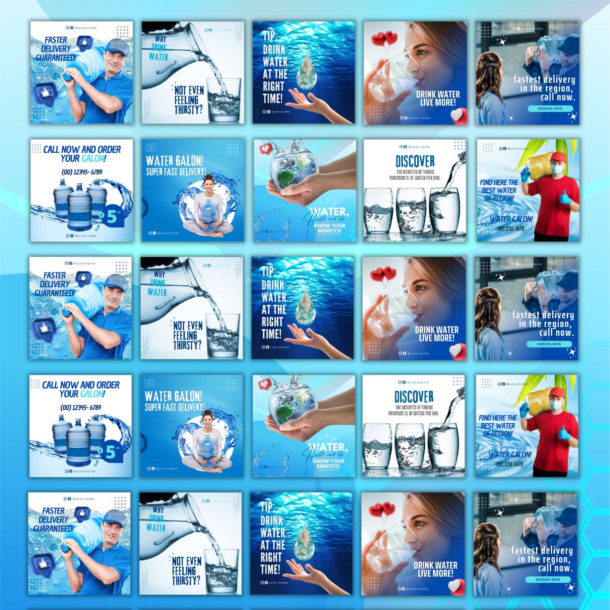 30 Water Distributor Canva Templates For Social Media preview image.