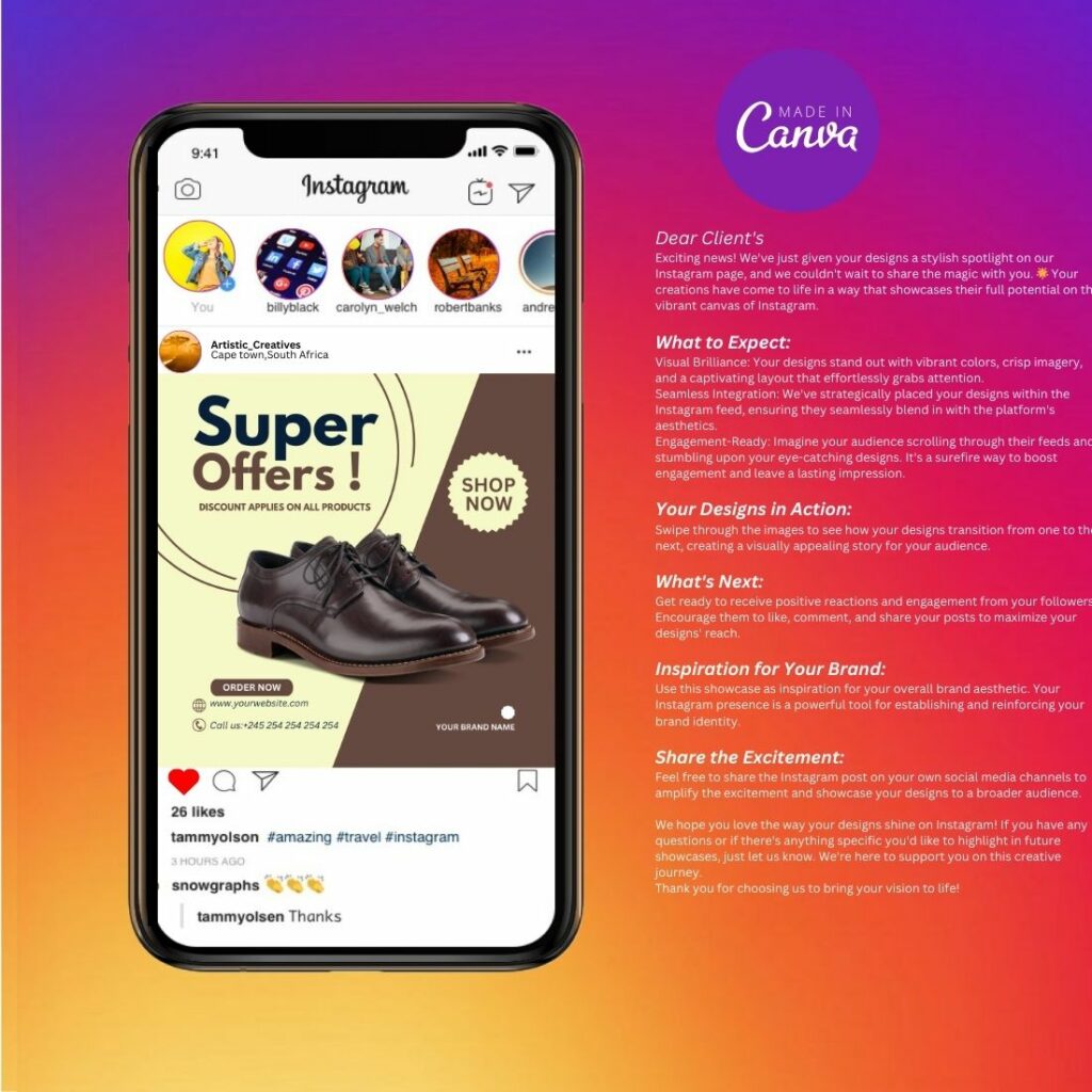 1 Instagram sized Canva Shoes Super Offer Deals Design Template Bundle ...