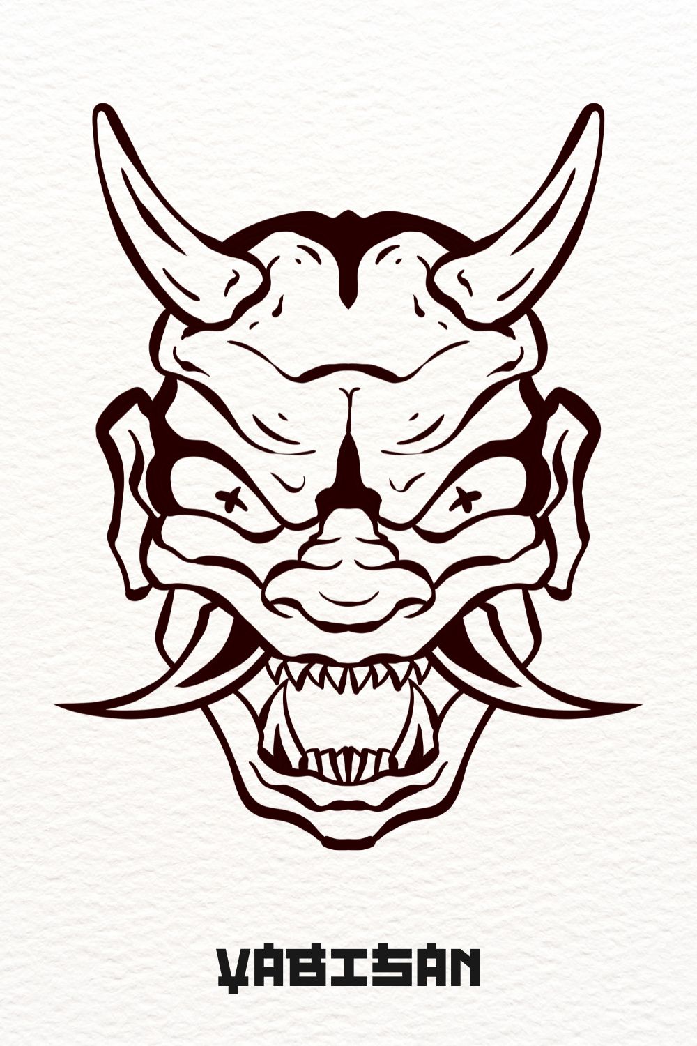 Oni Hannya Mask Art 2 – Outlined pinterest preview image.