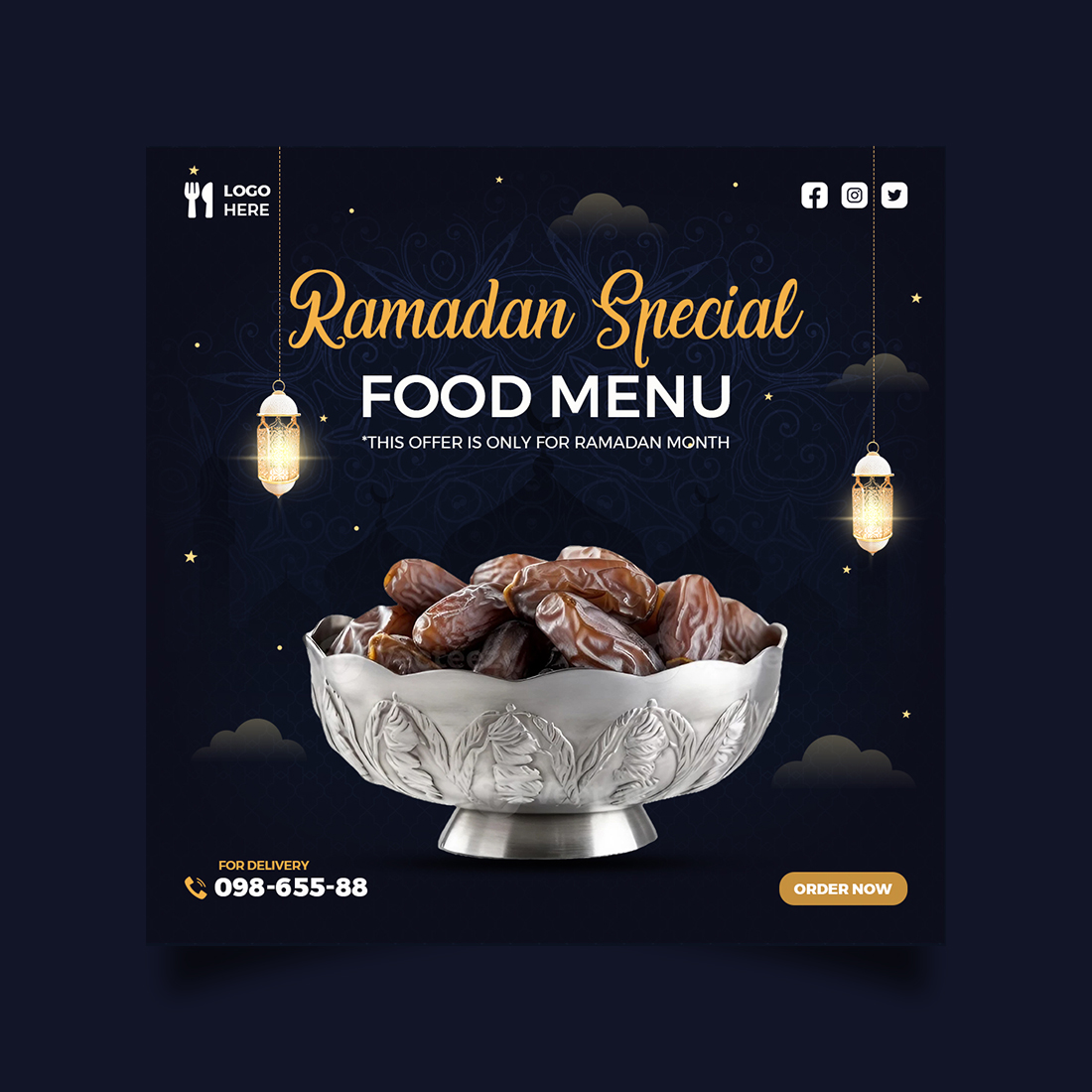 Ramadan social media design preview image.