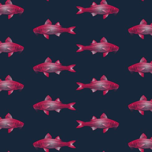 Fish Hand Drawn Seamless Pattern Pro Vector cover image.