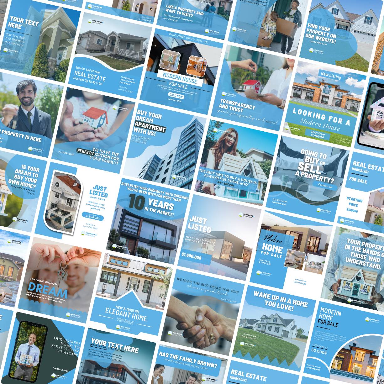 80 Premium Real Estate Social Media Templates (Canva Templates) preview image.