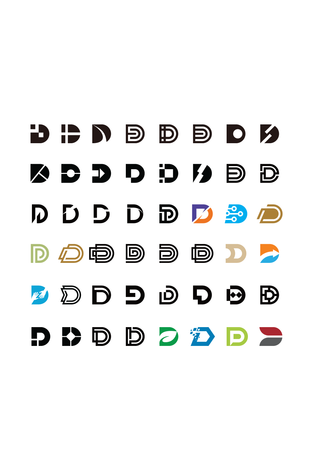 Set of creative letter D logo design template pinterest preview image.