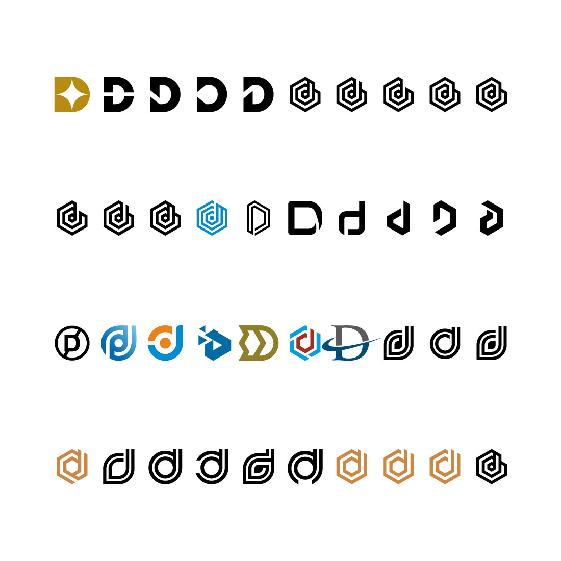 Set of creative letter D logo design template cover image.