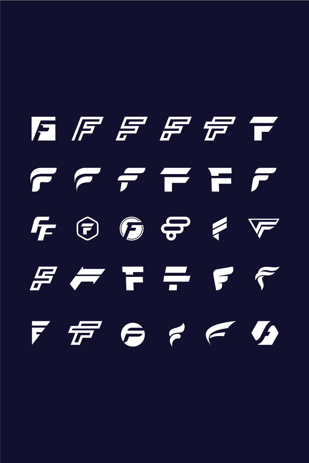 Set of creative letter f logo design template pinterest preview image.