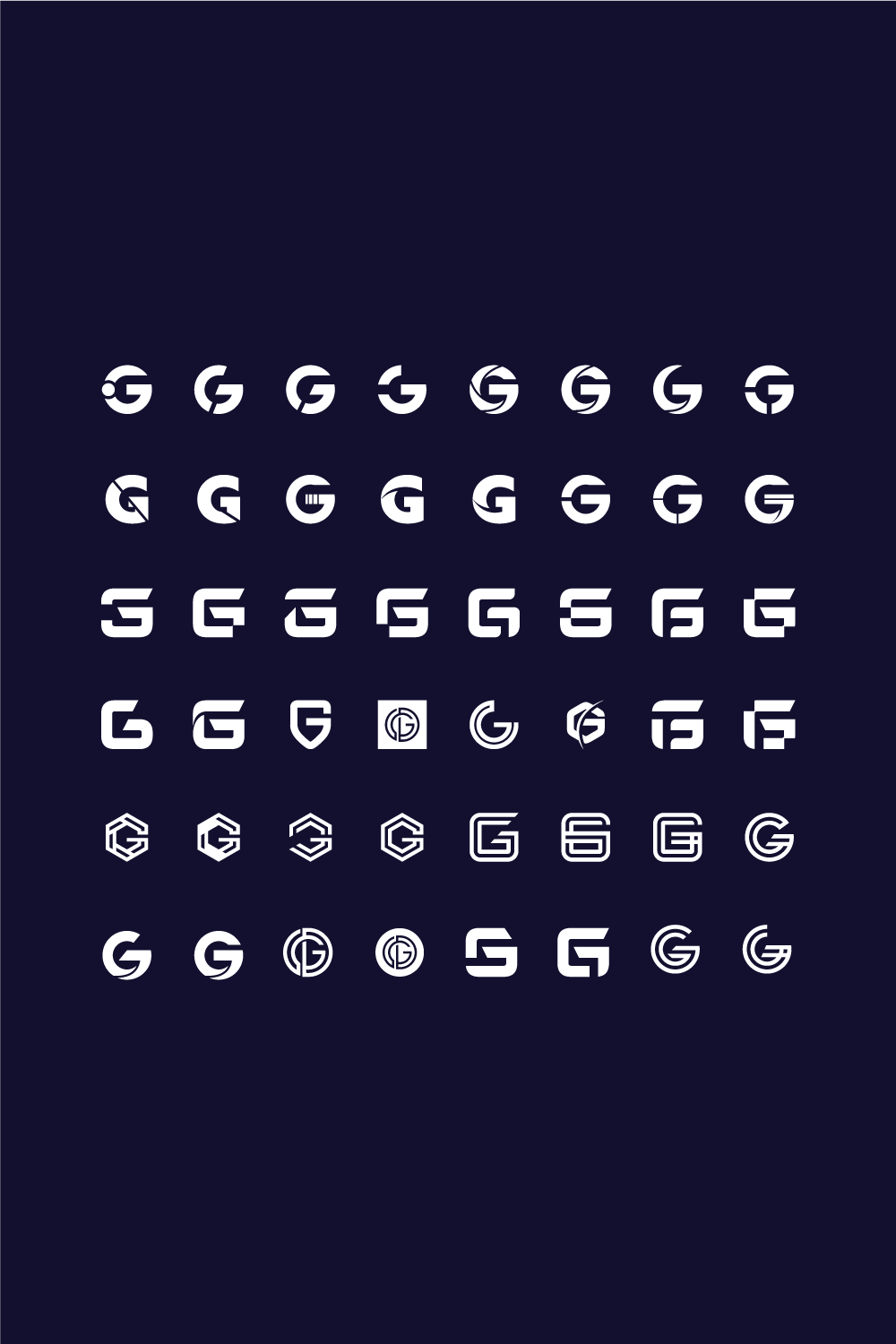 Set of creative letter g logo design template pinterest preview image.