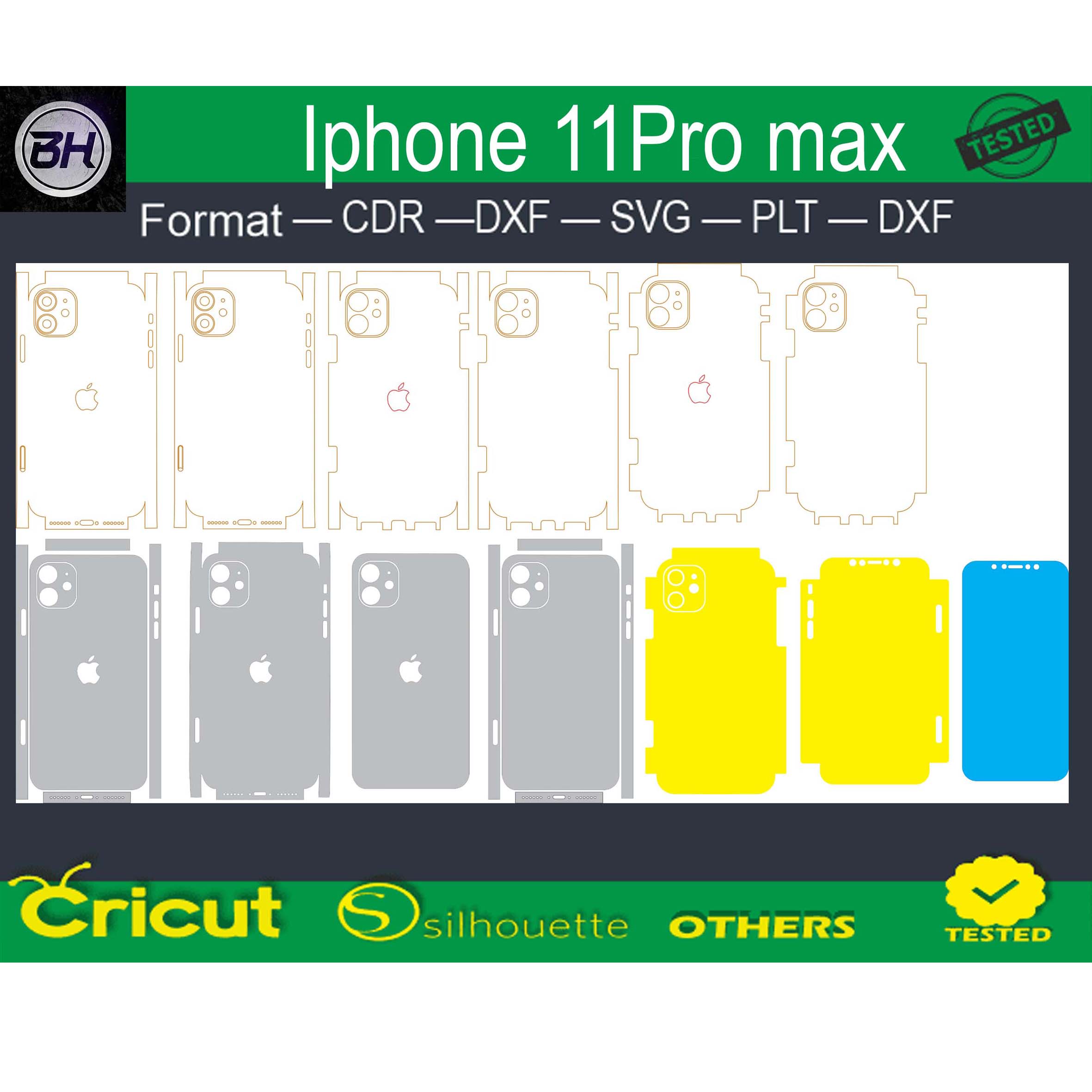Iphone 11 pro max skin template preview image.