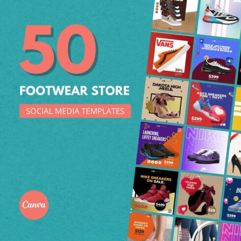 50 Premium Footwear Canva Templates For Social Media cover image.