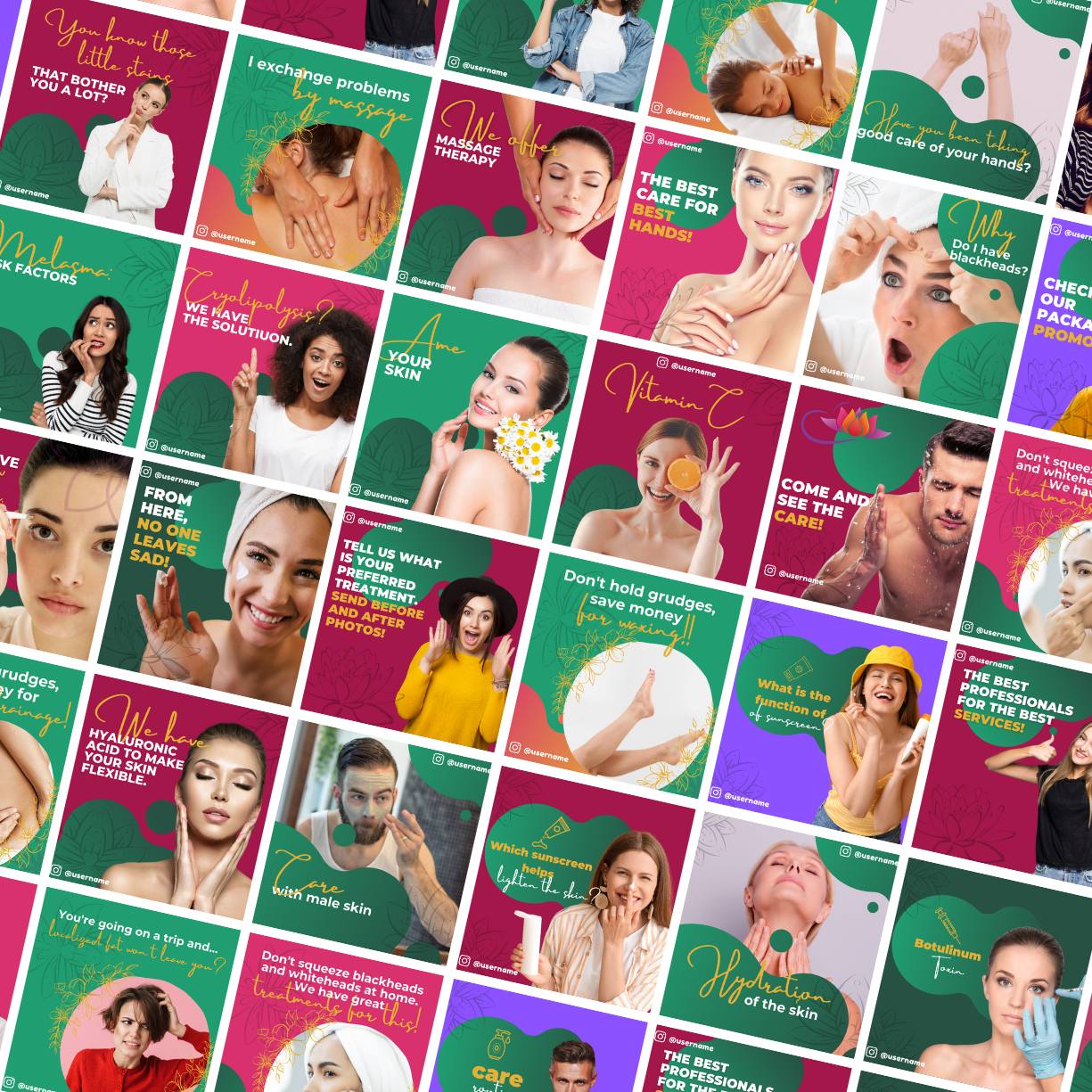 100 Spa and Wellness Canva Templates For Social Media preview image.
