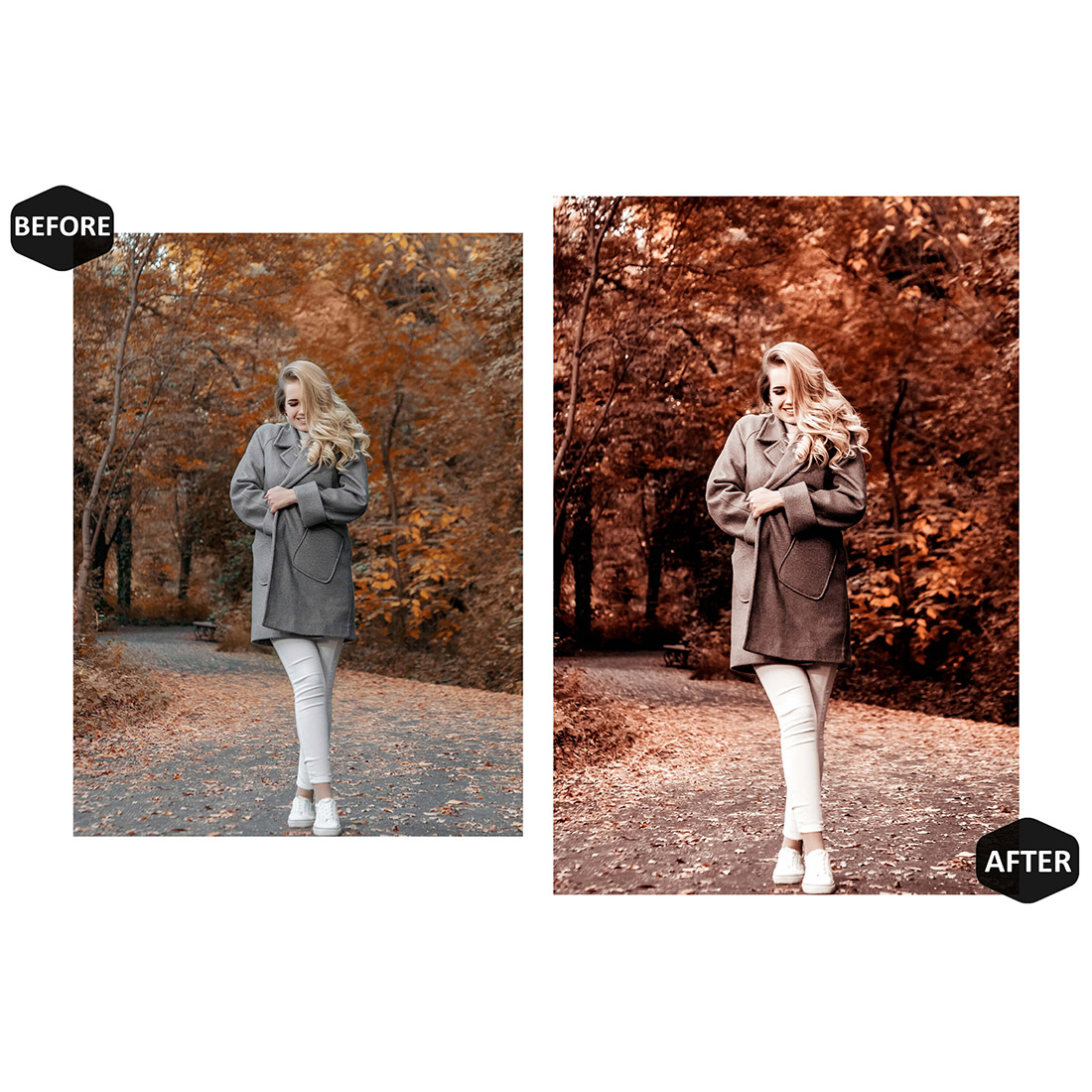 12 Dreamy Autumn Lightroom Presets, Warm Mobile Preset, Moody Desktop LR Filter DNG Portrait Instagram Theme, Vibrant Color, Blogger CC preview image.