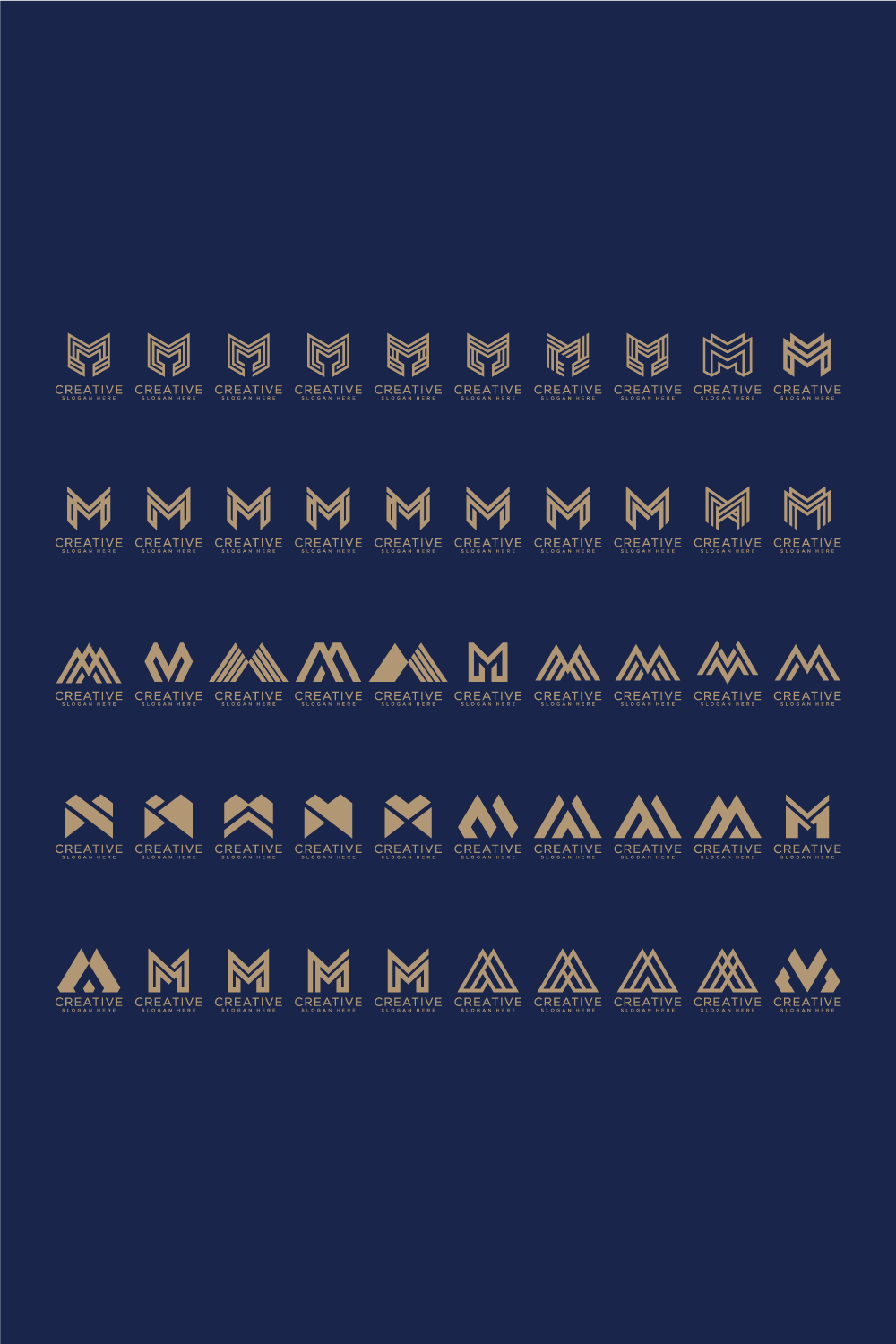 m logo design collection Modern m letter logo vector template set pinterest preview image.