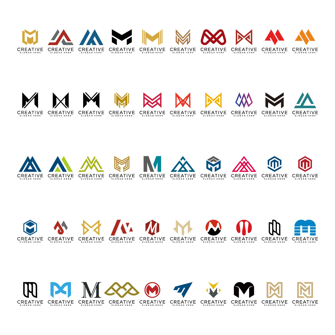 m logo design collection Modern m letter logo vector template set preview image.