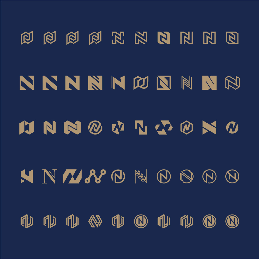 collection of initial letter N logo design template preview image.