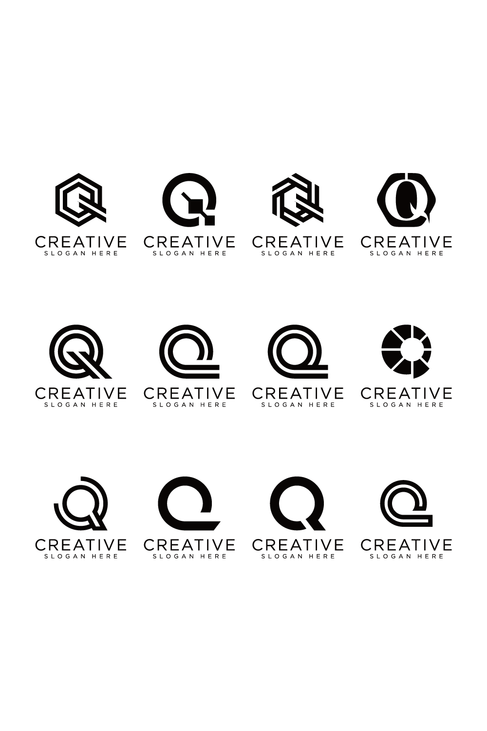 set of letter q logo vector design pinterest preview image.