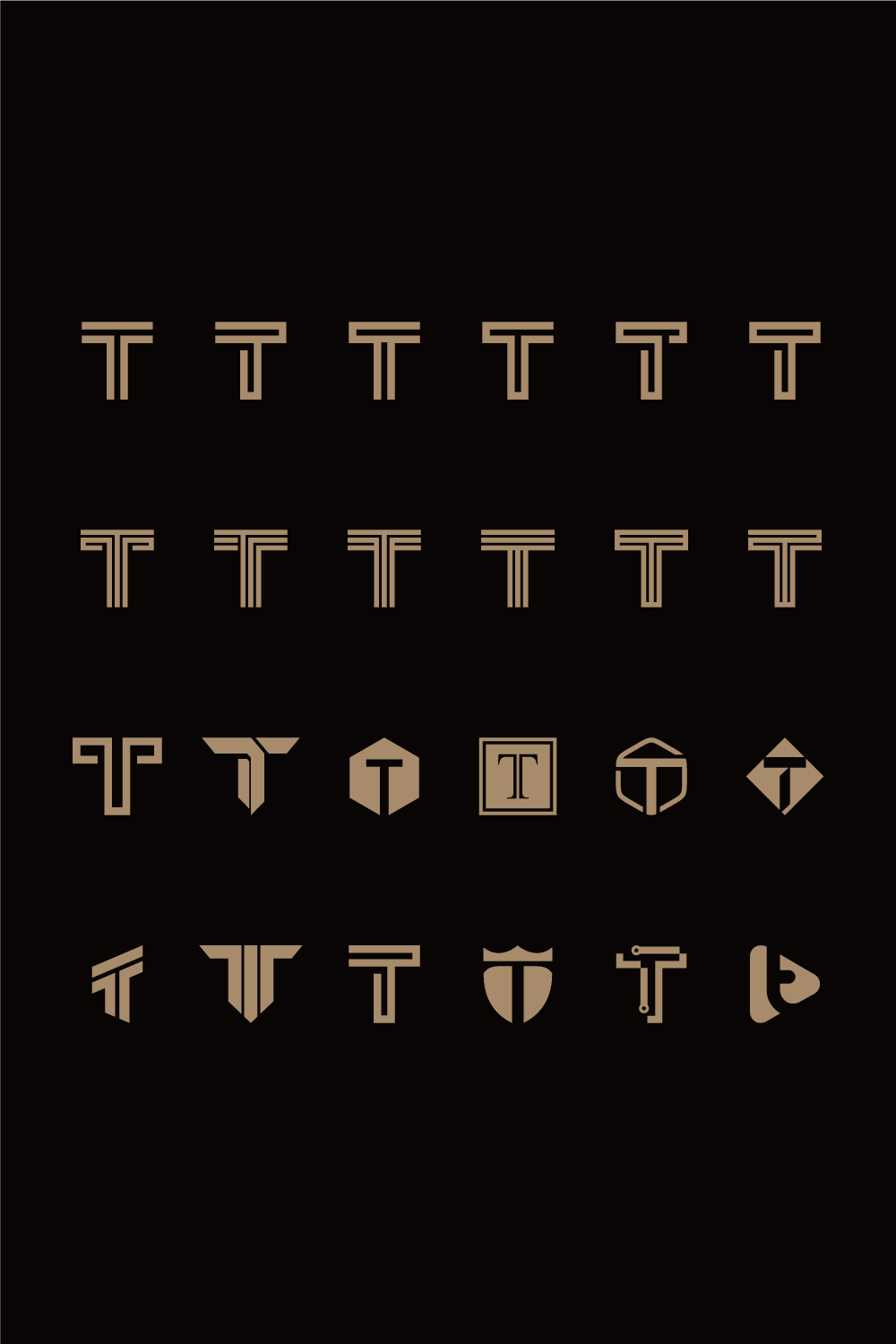 set of letter t logo vector design pinterest preview image.