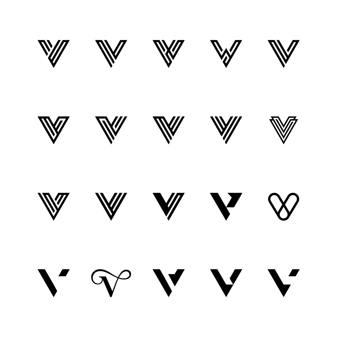 set of creative letter v logo vector design preview image.