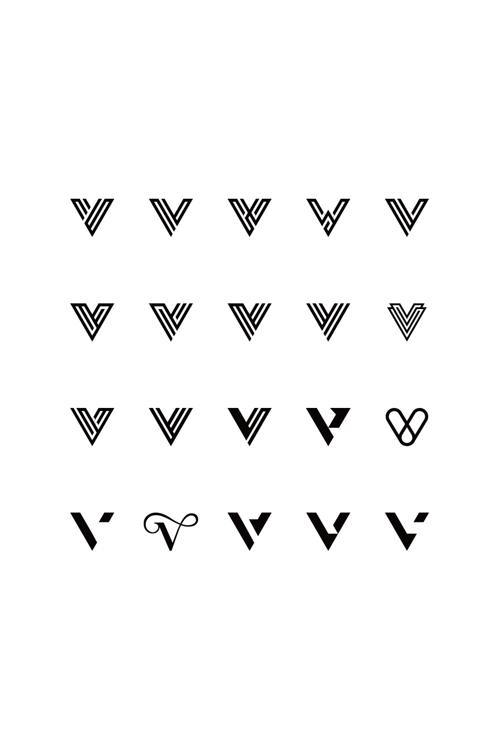 set of creative letter v logo vector design pinterest preview image.
