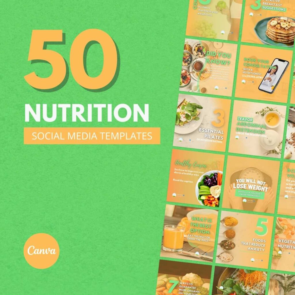 50 Nutrition Canva Templates For Social Media - MasterBundles