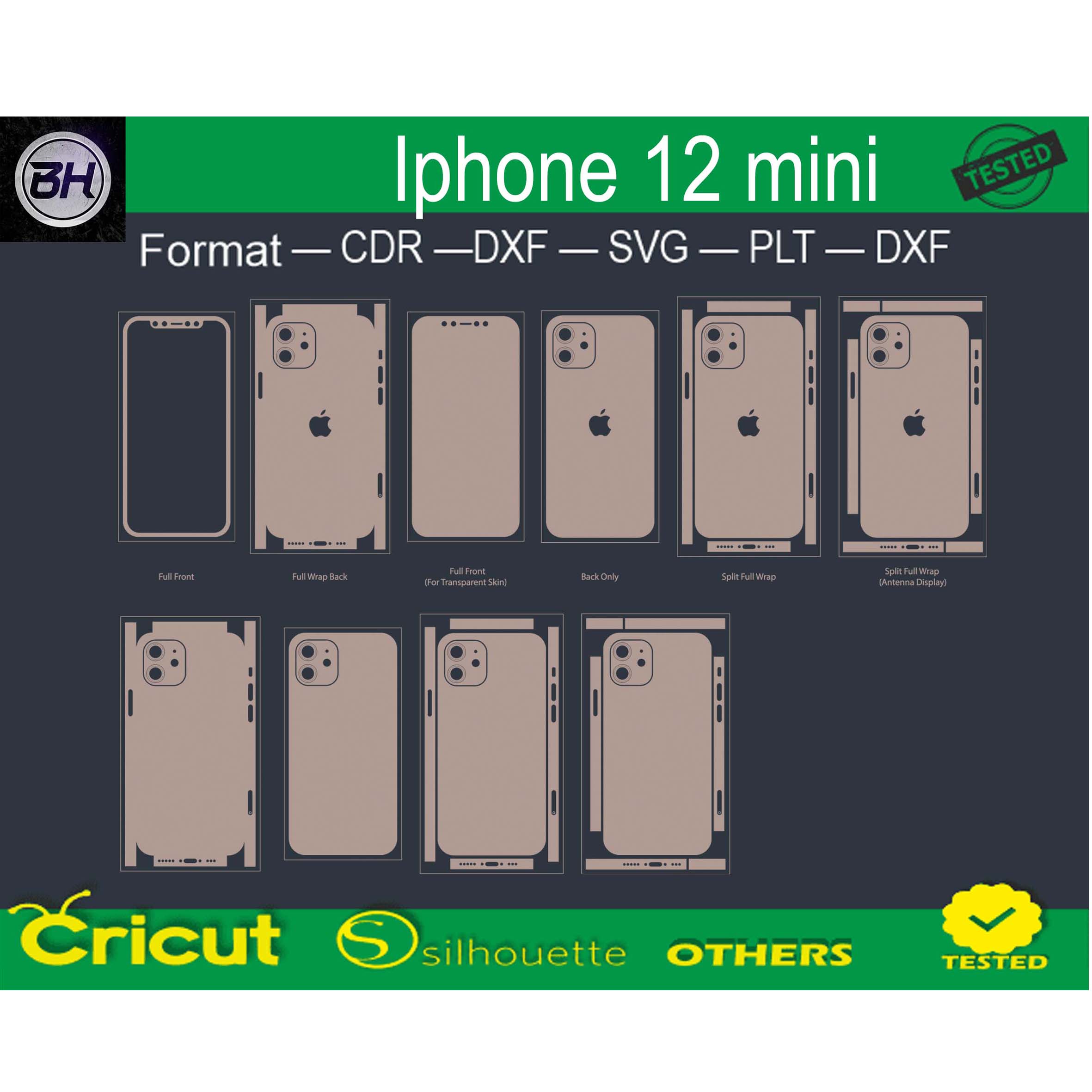 Iphone 12 mini skin template preview image.