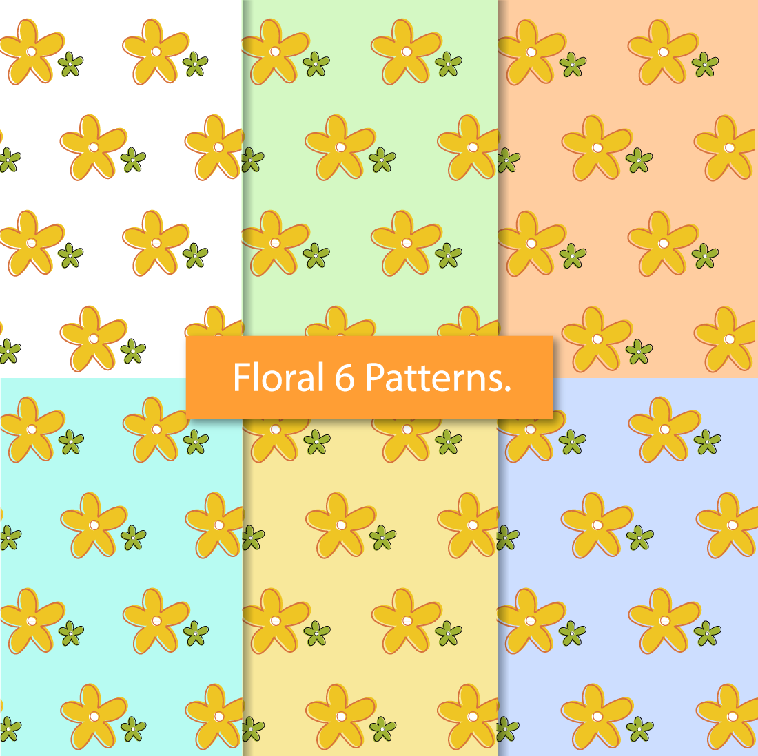 Floral 6 Combo Seamless Pattern pinterest preview image.