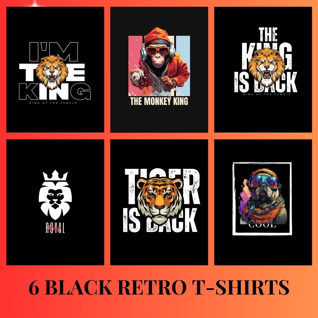Black Retro T-Shirt preview image.