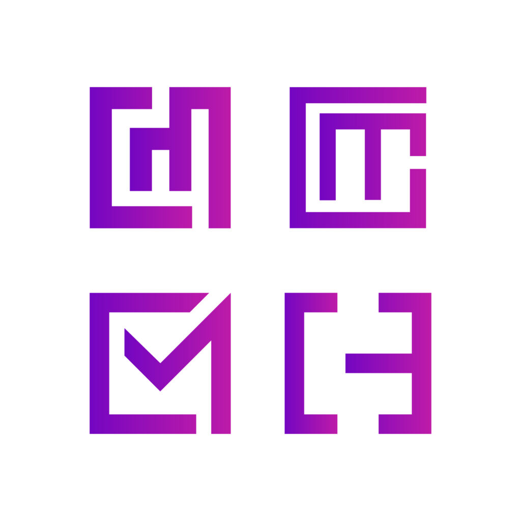 Set of letter CM rectangle shape logo design isolated on balck White ...