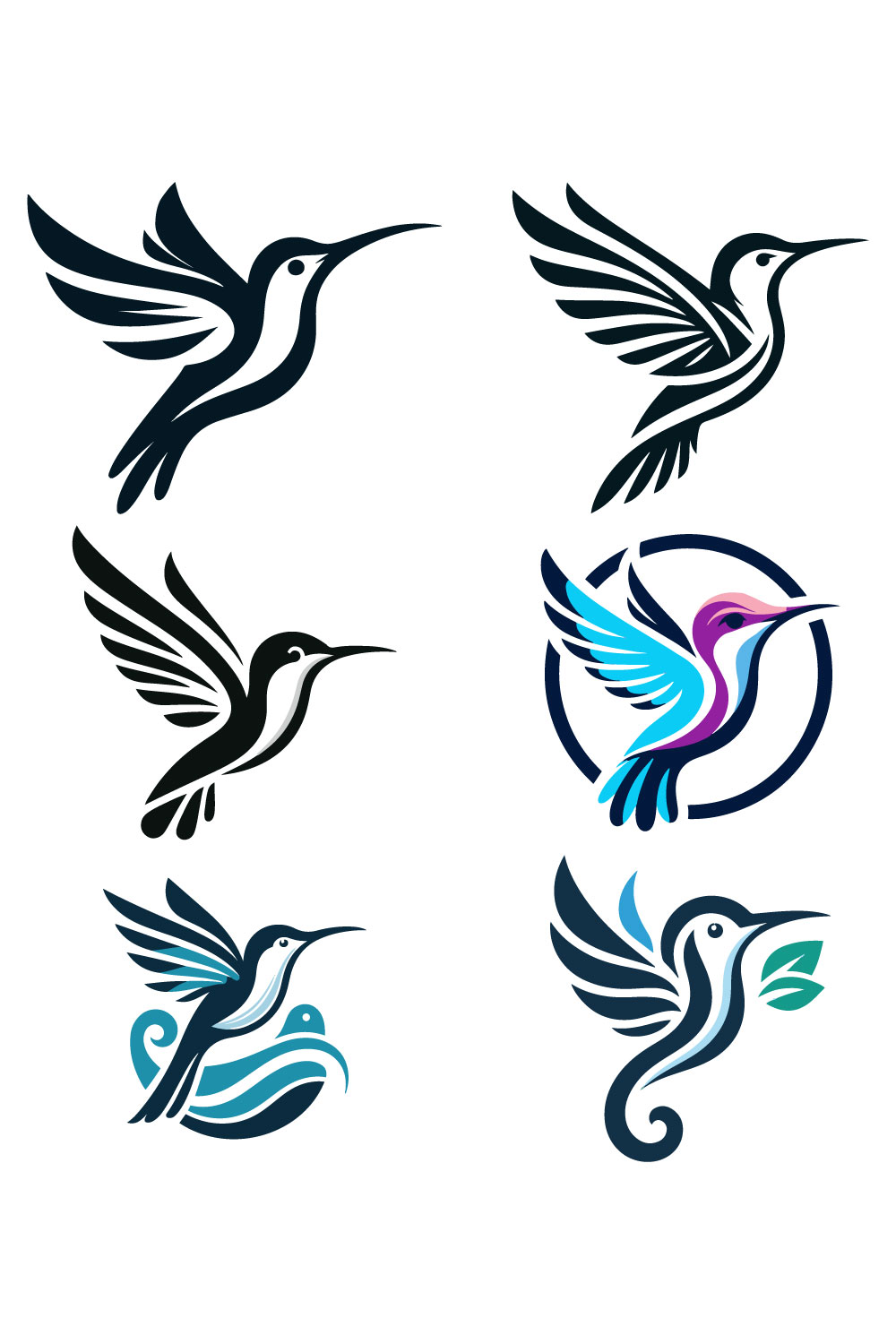 6 Hummingbird Vector Logos illustration pinterest preview image.