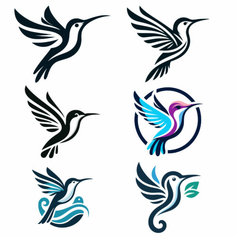 6 Hummingbird Vector Logos illustration cover image.