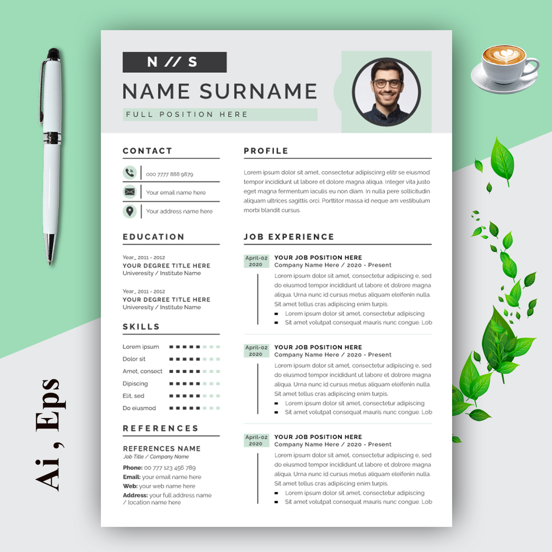 Creative Resume And Cover Letter Layout Design cover image.
