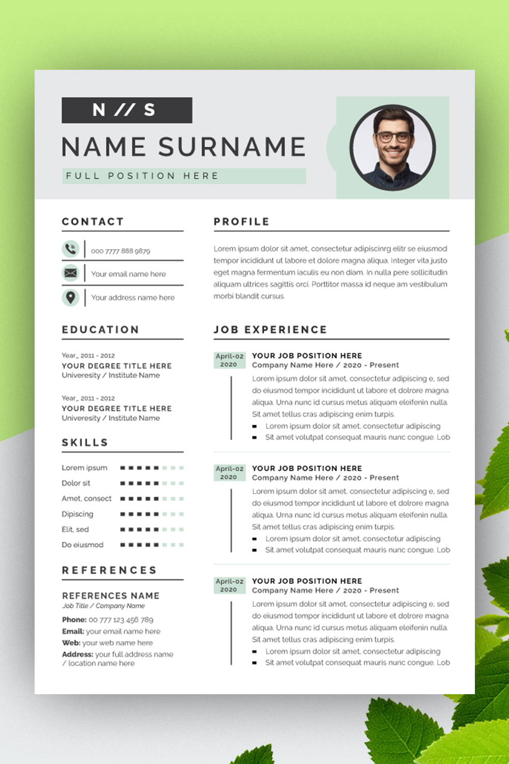 Creative Resume And Cover Letter Layout Design pinterest preview image.