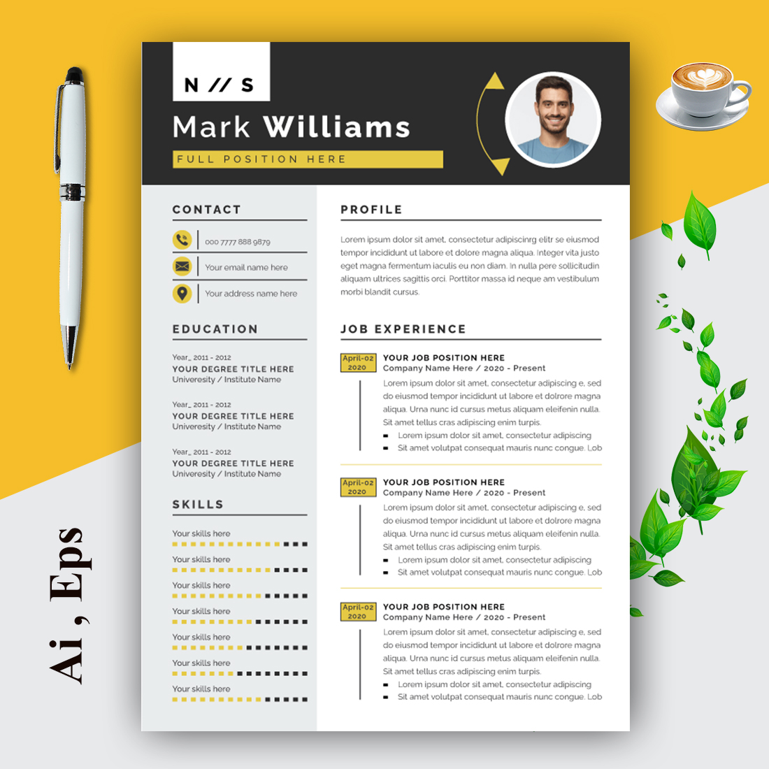 Clean and Professional Resume Layout Template cover image.