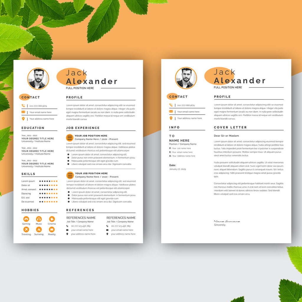 Tan Resume and Cover Letter Layout Set - MasterBundles