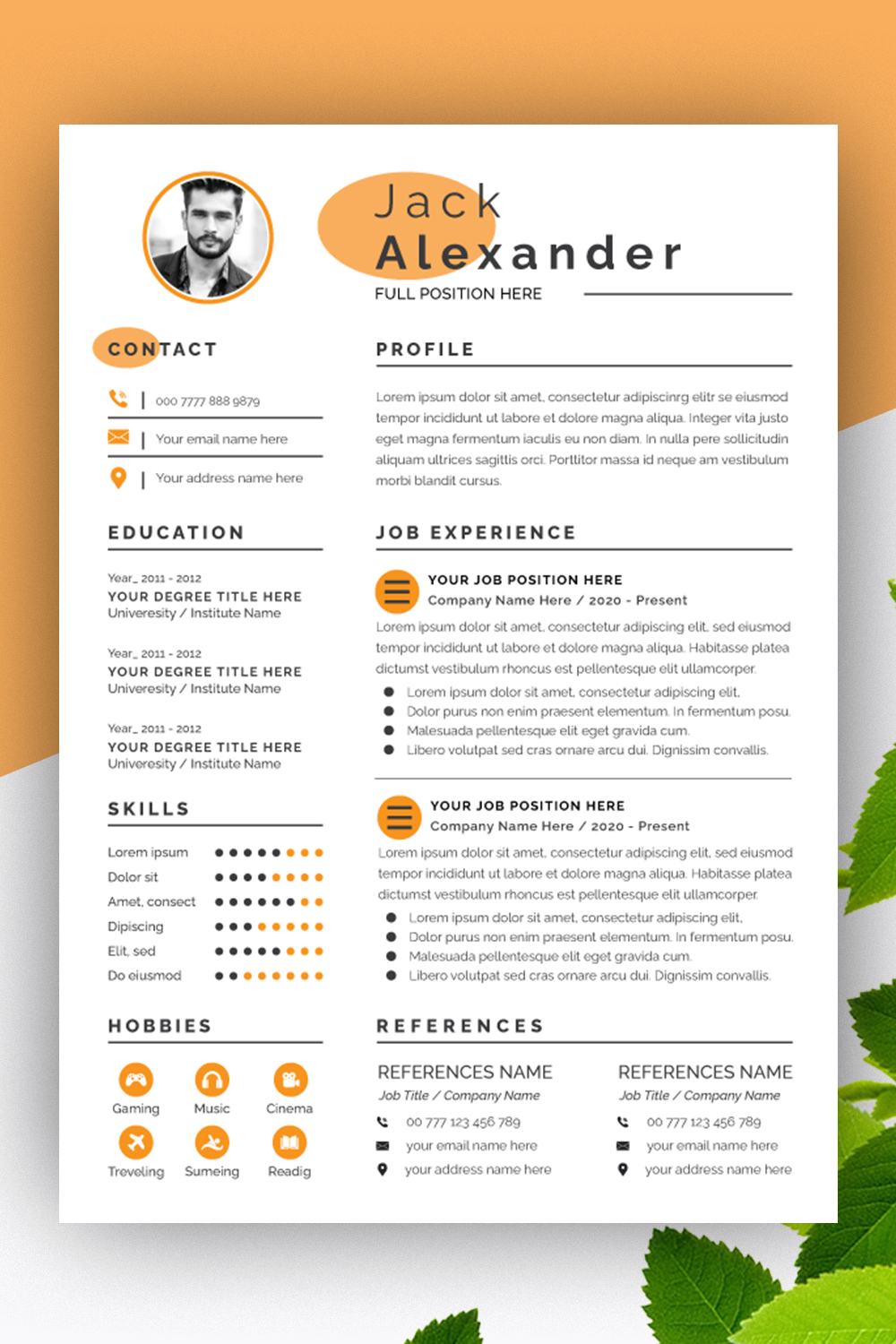 Tan Resume and Cover Letter Layout Set pinterest preview image.