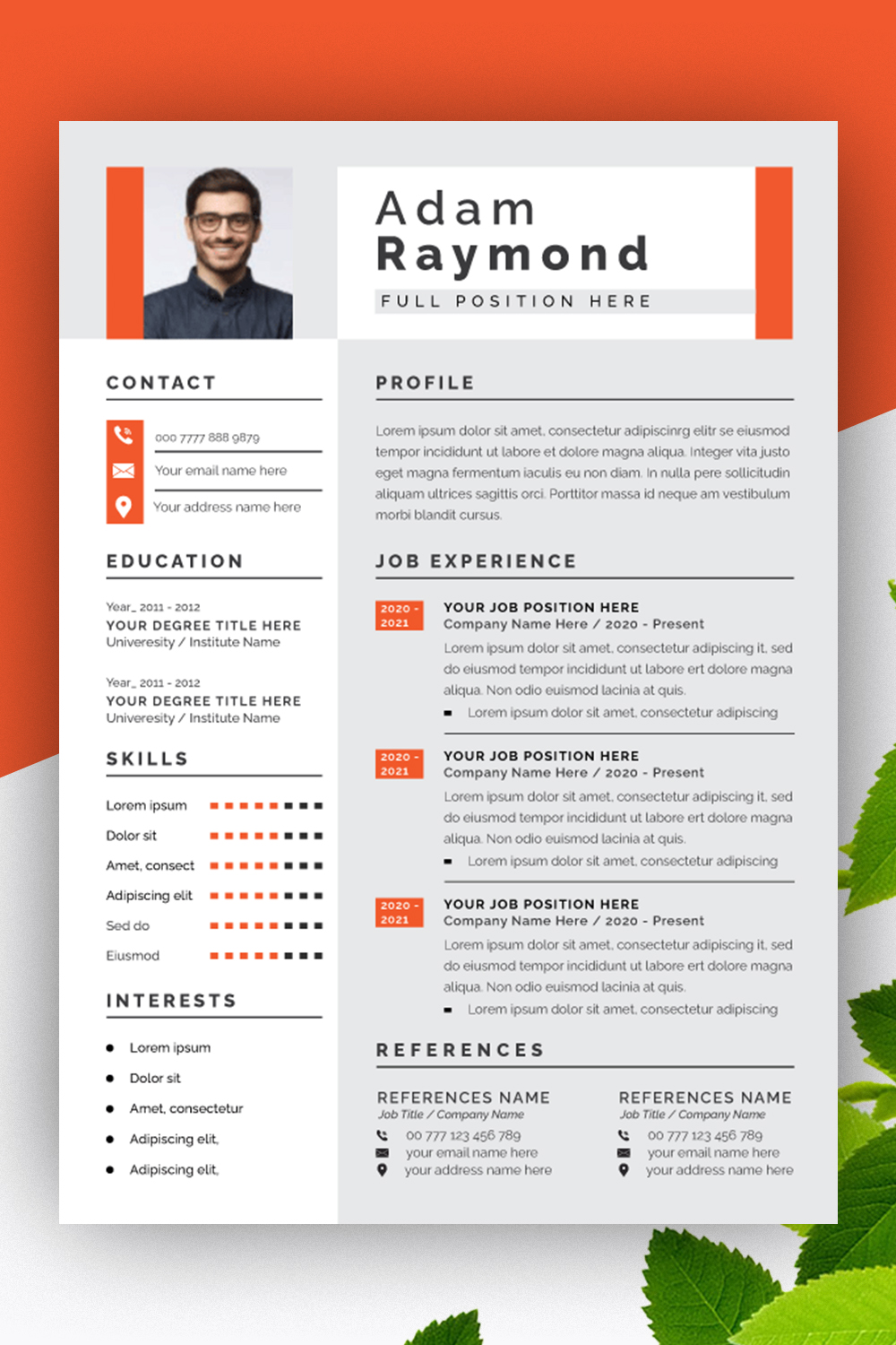 Creative Resume Template Layout pinterest preview image.