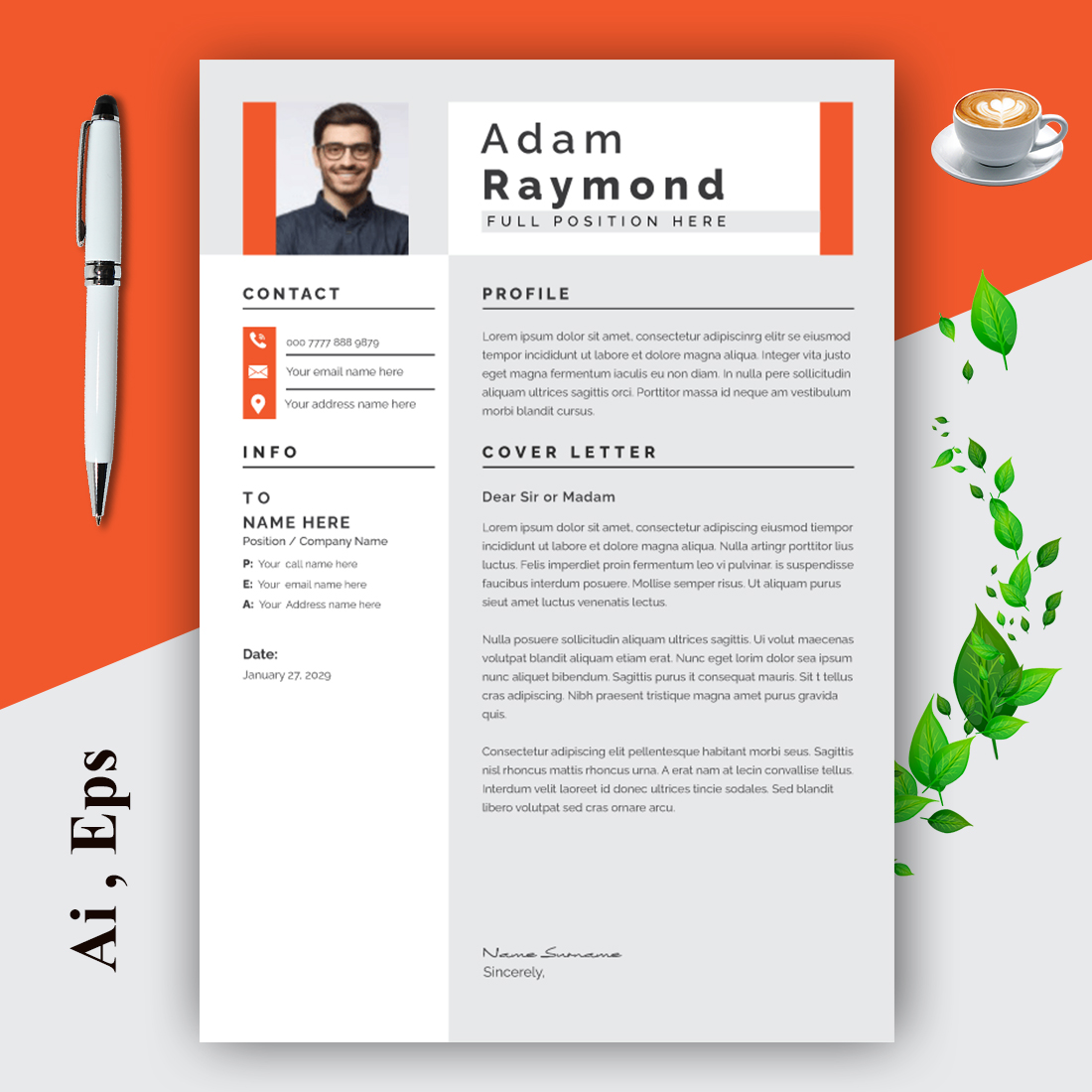 Creative Resume Template Layout preview image.