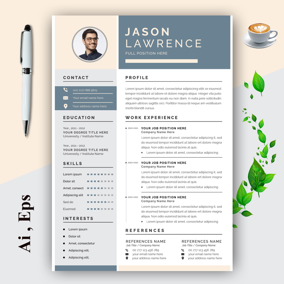 Clean Resume Layout with Cover Letter cover image.