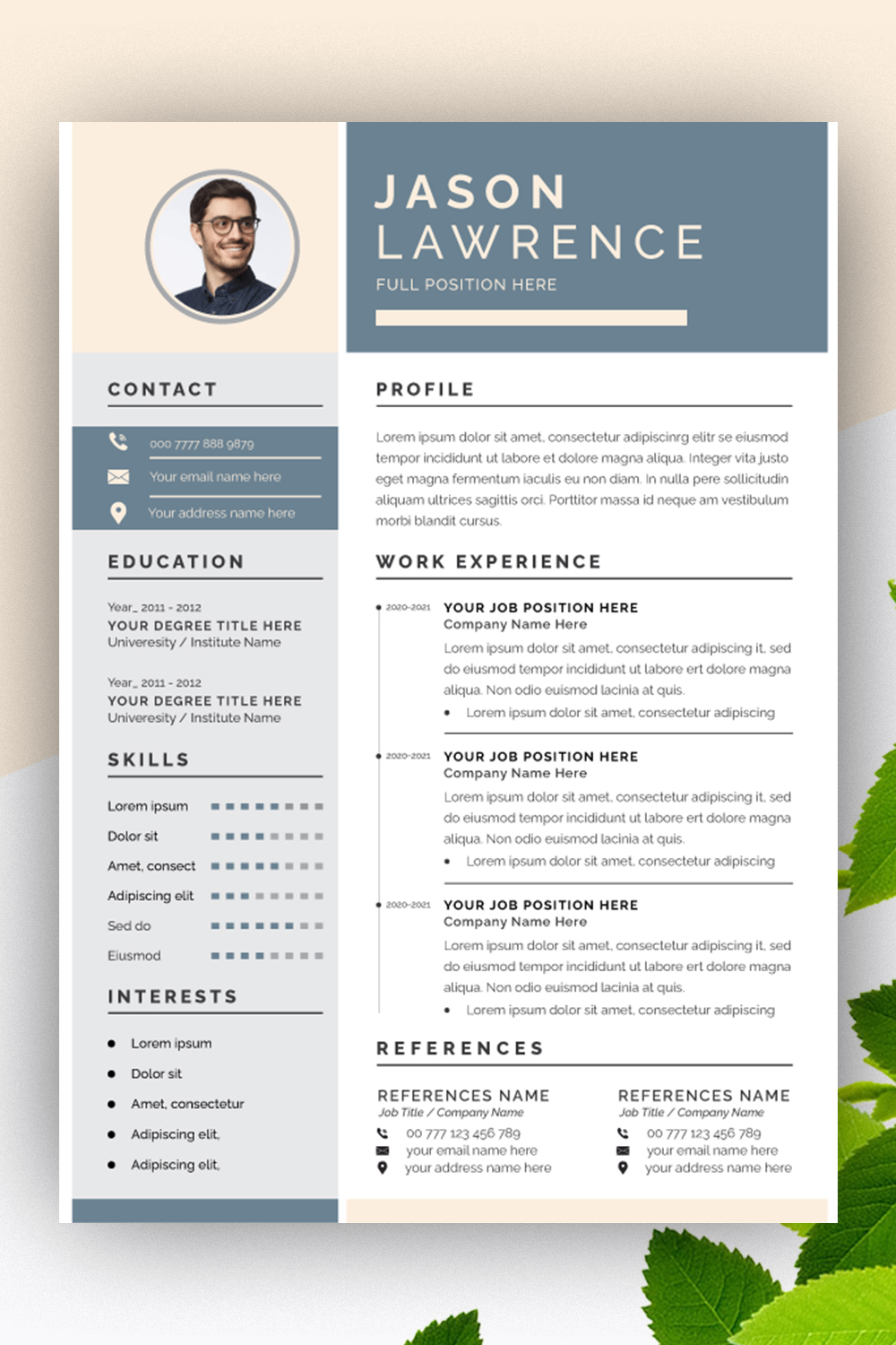 Clean Resume Layout with Cover Letter pinterest preview image.