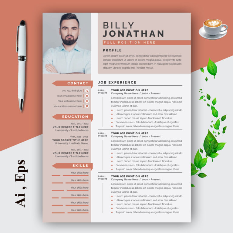 Professional Colour Resume Template Design - MasterBundles