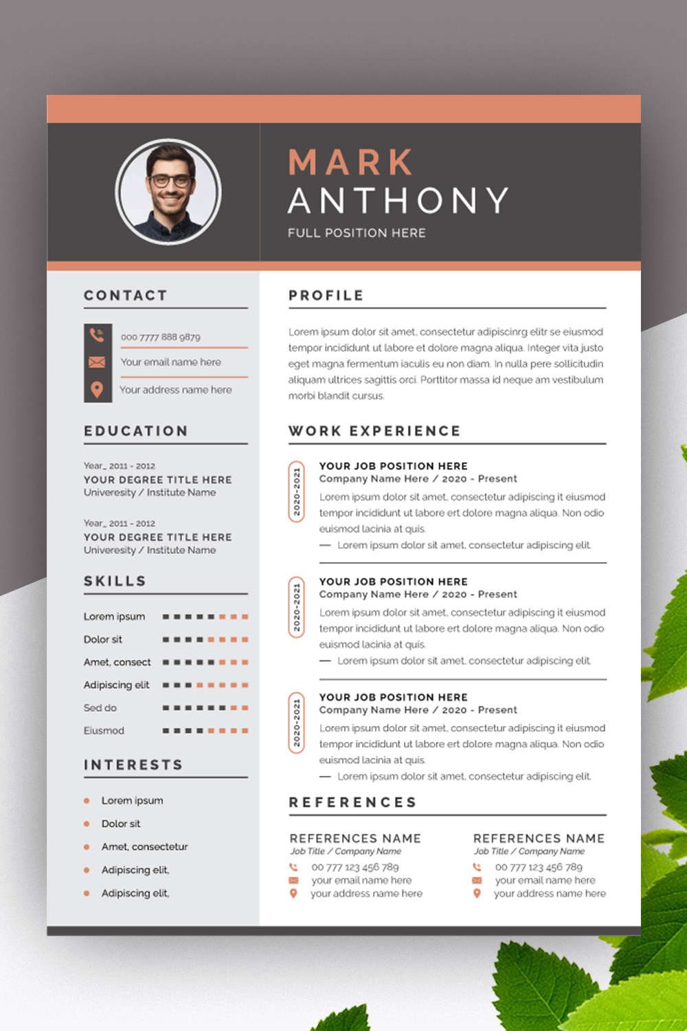 Resume and Cover Letter Layout pinterest preview image.