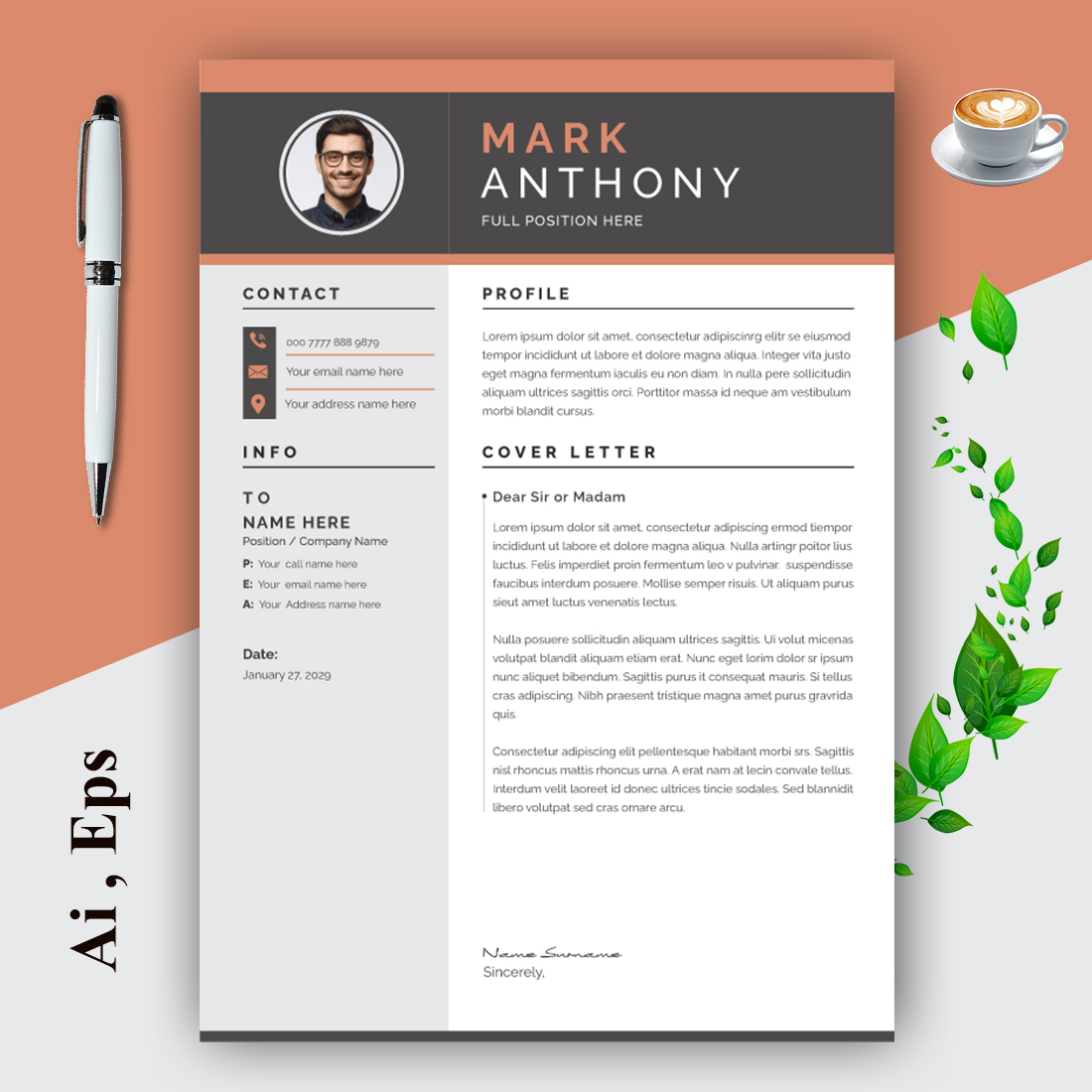 Resume and Cover Letter Layout preview image.