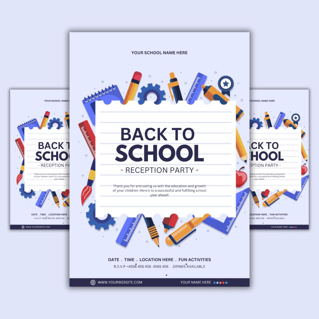 1 Instagram sized Canva Back To School Design Template Bundle – $4 preview image.