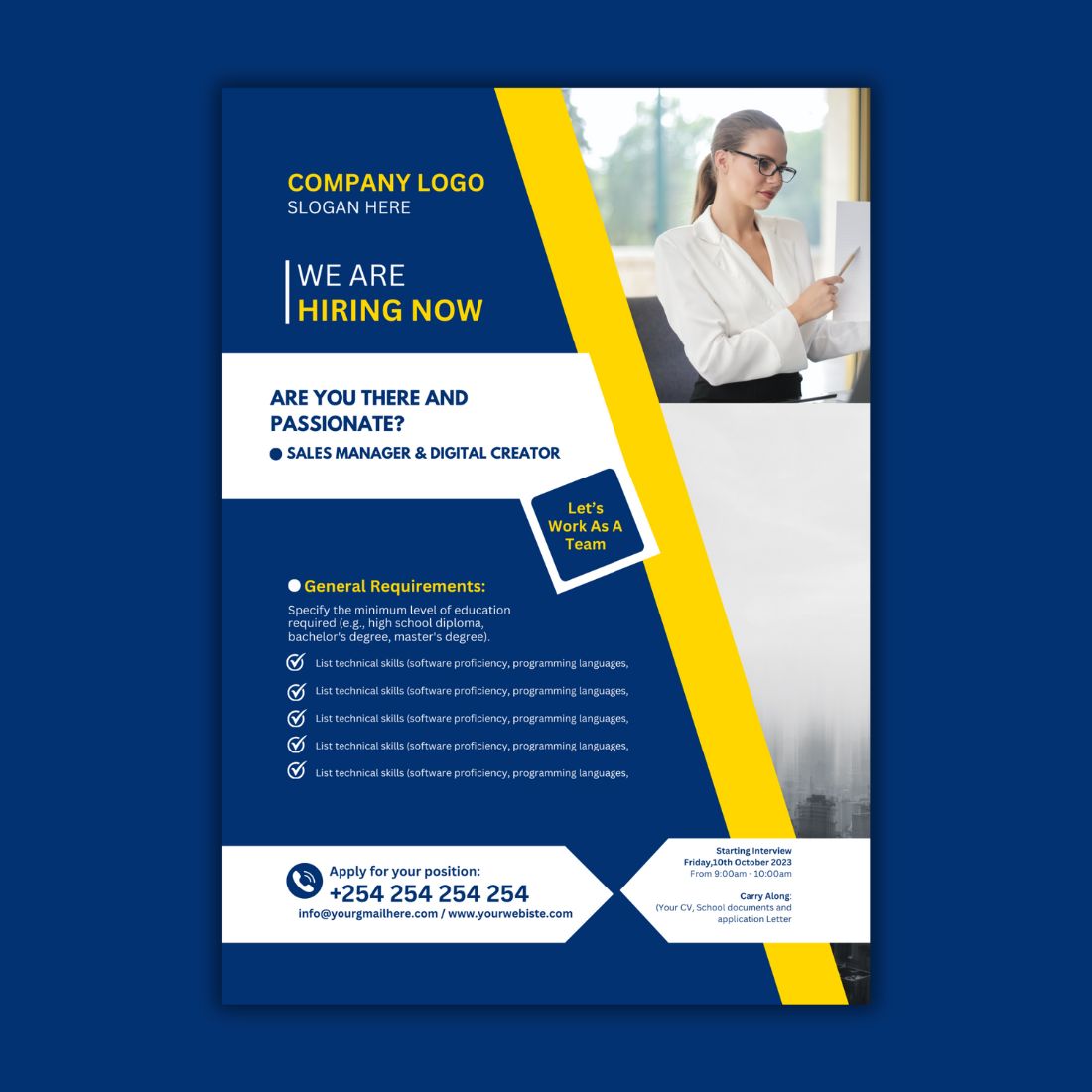 Hiring Flyer Design Template cover image.